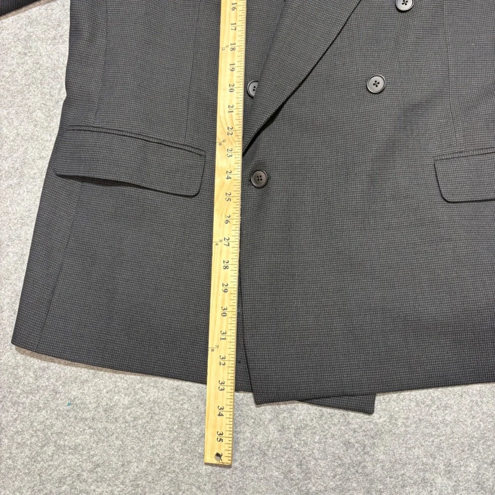 Yves Saint Laurent Mens Double Breasted Blazer Grey Micro Check Made in USA YSL